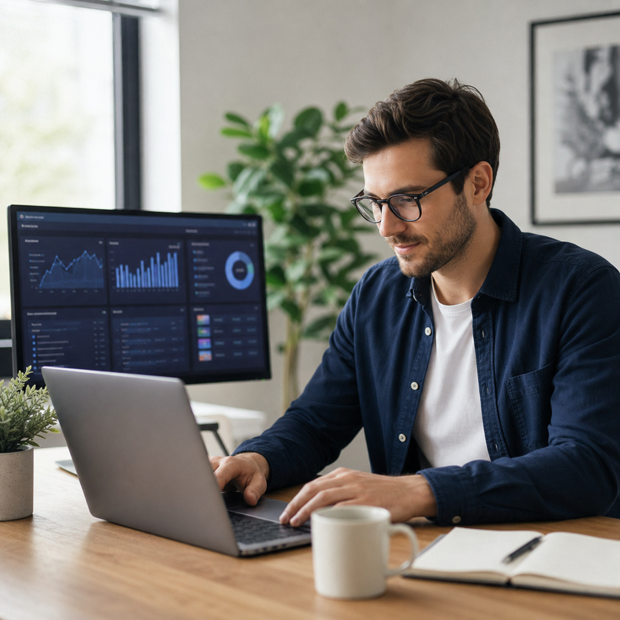 Independent marketer working with digital growth data